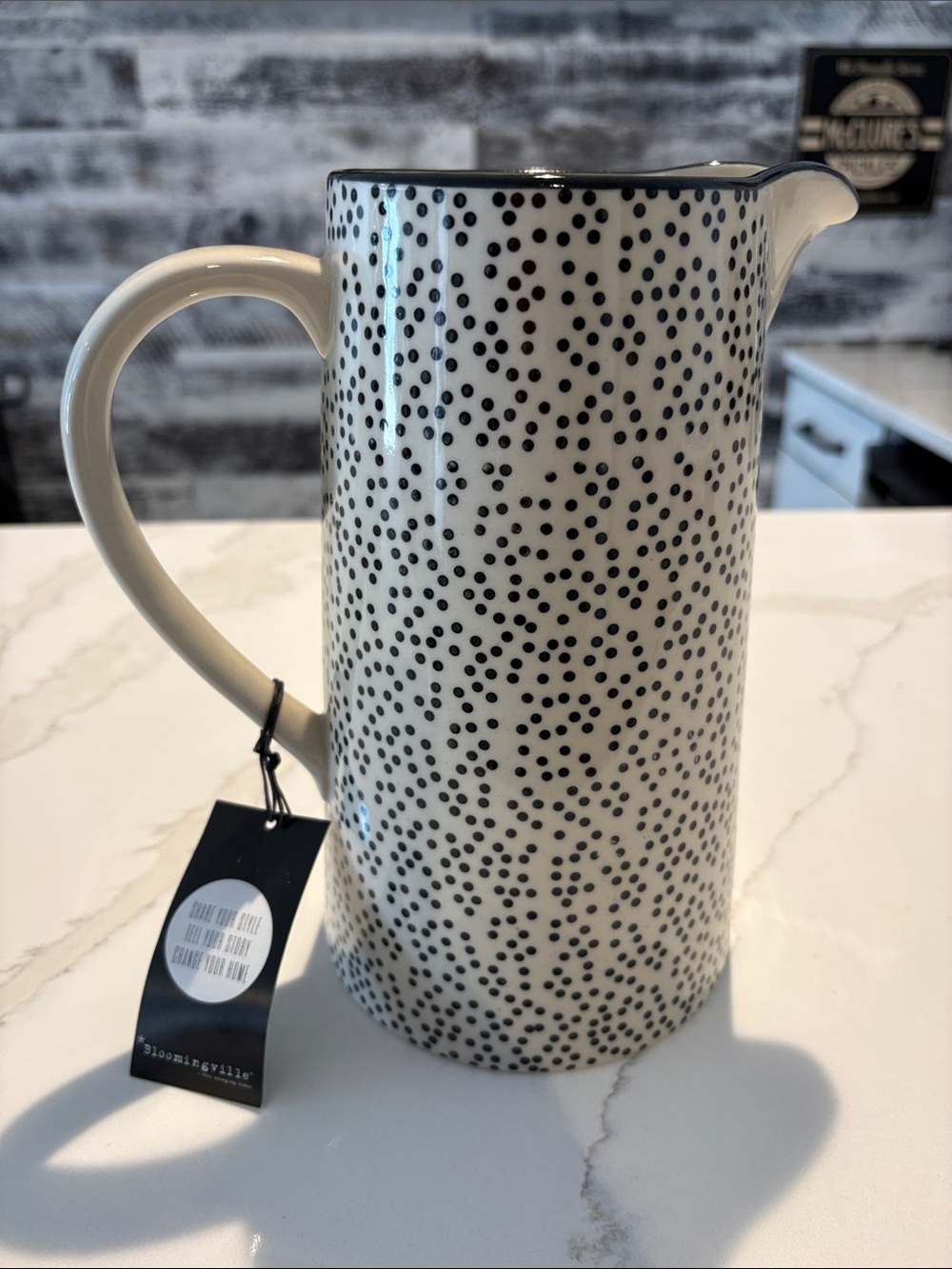 Bloomingville Cream and Black Speckled Ceramic Pitcher